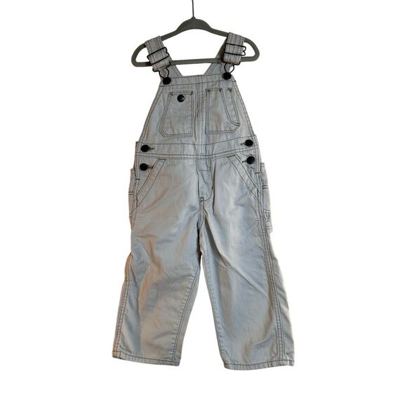 OSHKOSH B’GOSH Boy’s Vestbak Light Gray Bib Overalls / Size: 2T - Picture 1 of 10